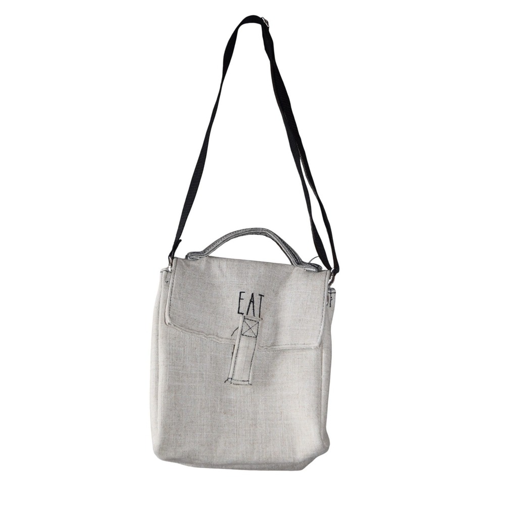Rae Dunn EAT Insulated Lunch Bag Unisex OS Beige Excellent Farmhouse Crossbody